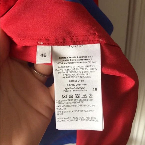 Bottega Veneta Mushroom Print Button Down Short Sleeve Shirt in Blue/Red Size 46 - Picture 14 of 16